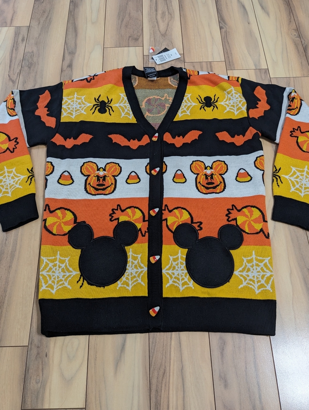 NWT! Her Universe X Disney Halloween Icons Striped Candy Corn Cardigan Sweater S - Picture 2 of 13